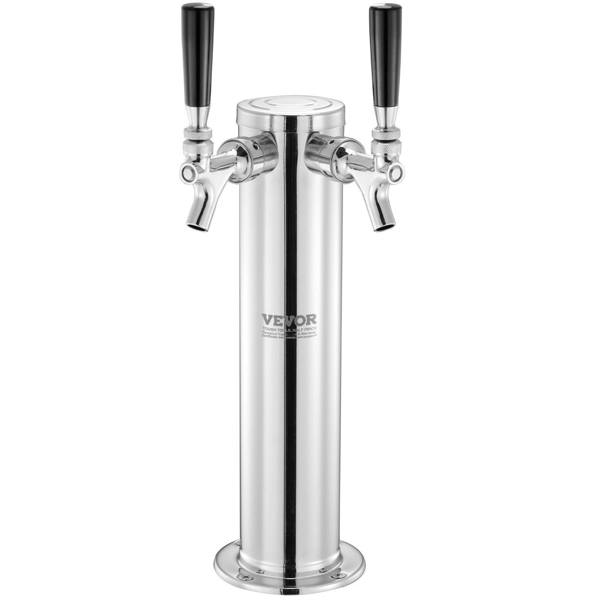 Dual Taps Draft Beer Tower Dispenser, Stainless Steel Keg Beer Tower, Kegerator Tower Kit with Pre-Assembled Tubing and Self-Closing Faucet Shanks for Party, Bar, Pub, Restaurant