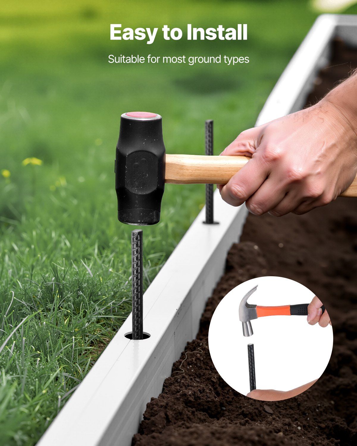 Rebar Stakes, 406.4 mm, Heavy-Duty 11.5 mm Diameter, Straight Galvanized Steel Ground Anchors with Chisel Point End & Rust-Resistant Coating, for Gardening Support, Fence, Camping Tents (16-Pack)