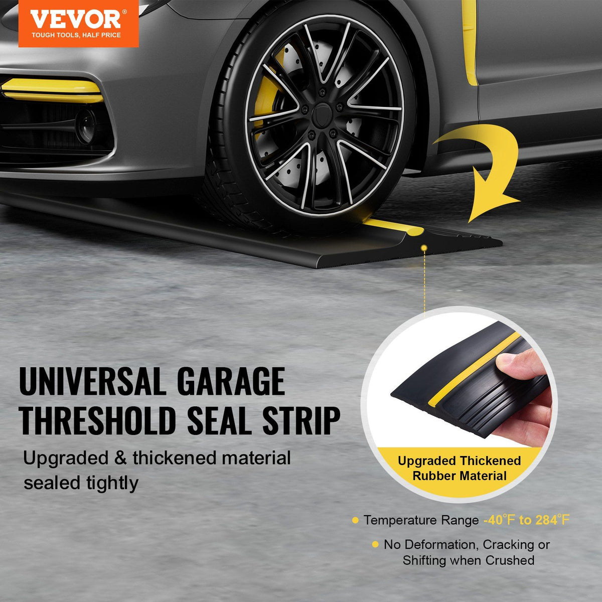 Garage Door Threshold Seal Strip, 16.5 FT Universal Garage Door Floor Seal Strip with Adhesive, Garage Door Bottom Weatherproof Strip, Upgraded Thick PVC DIY Weather Stripping Replacement, Black