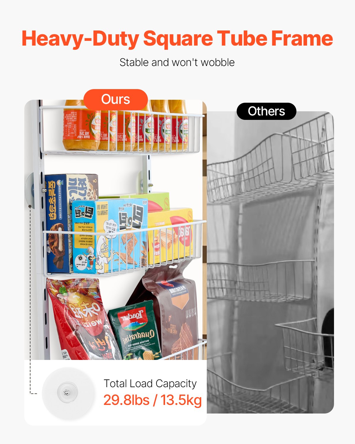 Over the Door Pantry Organizer, 9-Tier Pantry Organization and Storage, Heavy-Duty Steel Hanging Spice Rack, Adjustable Wall Seasoning Shelves, for Home Kitchen Laundry Room Bathroom, White