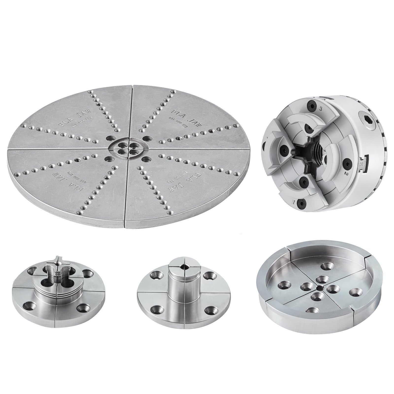 KP965 Lathe Chuck, 4-Jaw 96 mm Diameter, Metal Lathe Chuck Turning Machine Accessories with 5 Sets of Jaws, Self-centering Tool, for Precision Machining, Grinding Machines, Milling Machines