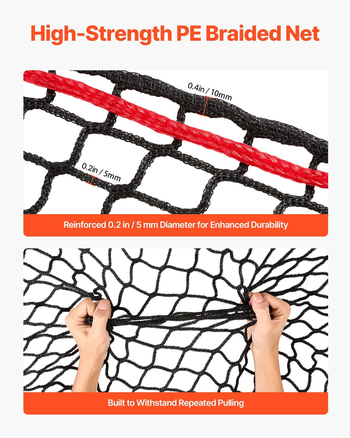 Round Bale Hay Net, 1.8 x 1.8 x 1.8 m, 38.1 x 38.1 mm Holes, PE Material, Knotless Design, with Zip Ties, Needle Shuttle, Repair Twine and Storage Bag, Slow Feeder Round Bale Net for Horses