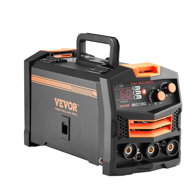 130A Synergic MIG Welder 2-in-1 Gas Gasless IGBT Display