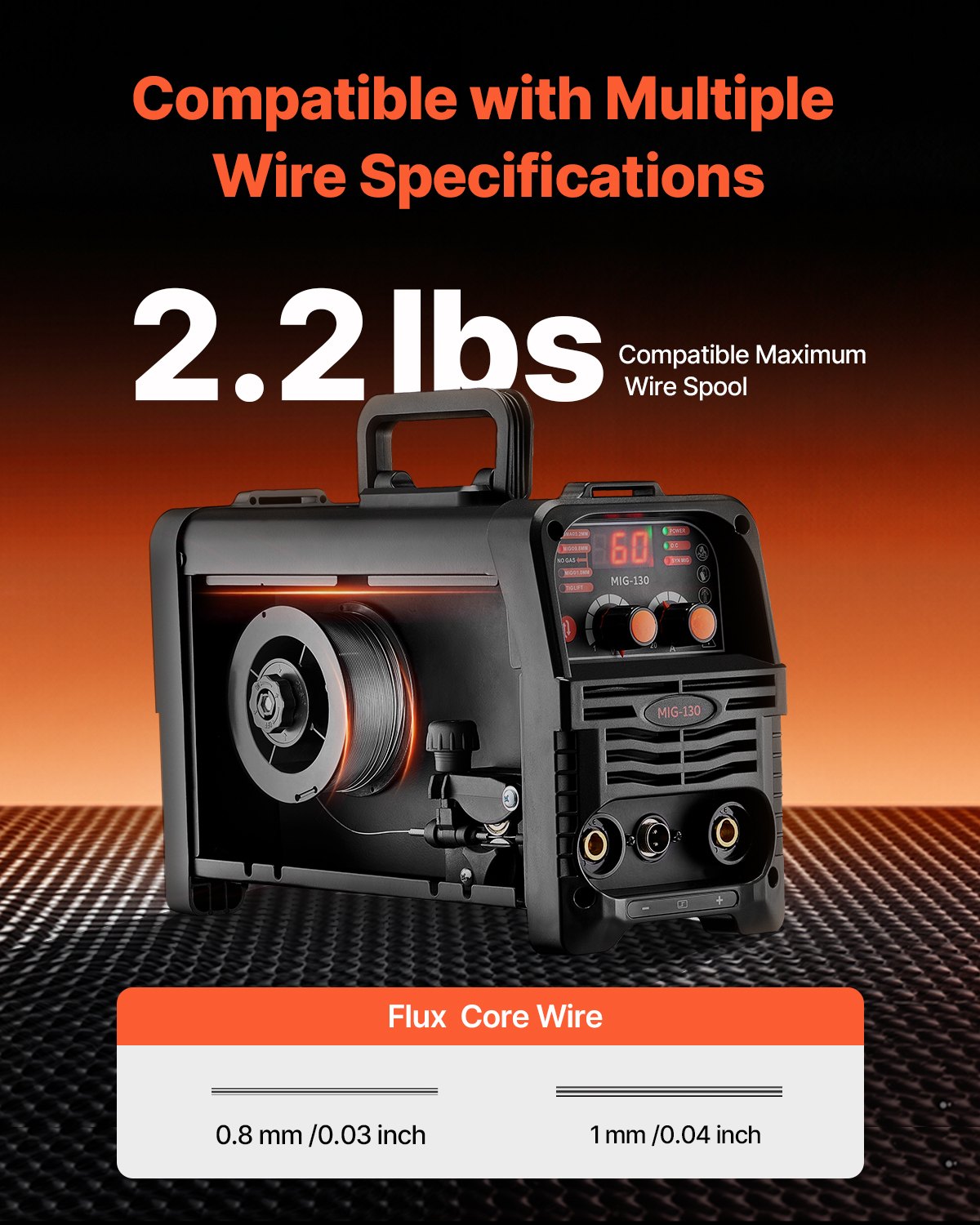 MIG Welder, 130Amp Synergic Mig Welding Machine, 3-in-1 Flux Core MIG/Stick/Lift TIG Multi-Process Welder Machine, Portable Mig Welder with IGBT Inverter Technology & Digital Display Screen