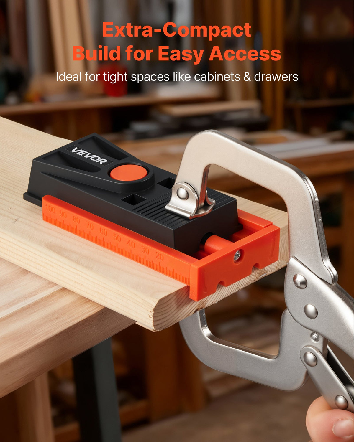 Pocket Hole Jig Kit, 12.7 to 38.1 mm Adjustable, Mini Jig Pocket Hole System with Step Drill, Hex Wrench, Drill Stop Ring, Square Drive Bit, and Screws, Reinforced Nylon Frame, for Woodworking