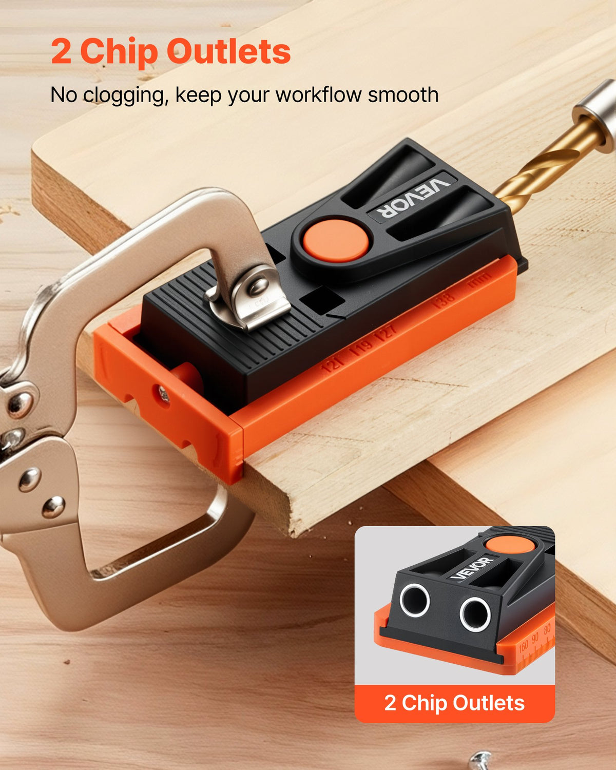 Pocket Hole Jig Kit, 12.7 to 38.1 mm Adjustable, Mini Jig Pocket Hole System with Step Drill, Hex Wrench, Drill Stop Ring, Square Drive Bit, and Screws, Reinforced Nylon Frame, for Woodworking