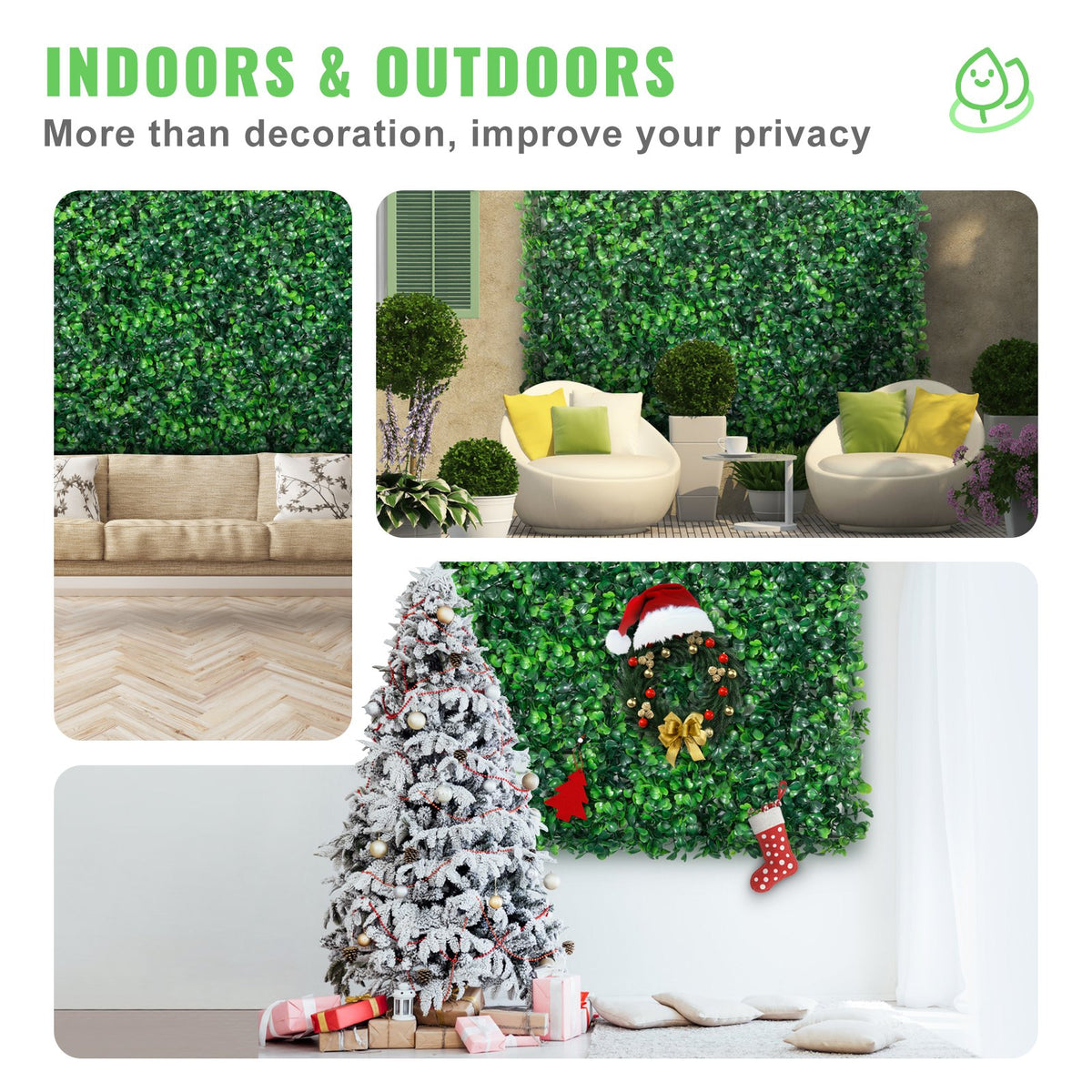 Artificial Boxwood Panel UV 12pcs Boxwood Hedge Wall Panels Artificial Grass Backdrop Wall 20X20" 4cm Green Grass Wall Fake Hedge for Decor Privacy Fence Indoor Outdoor Garden Backyard
