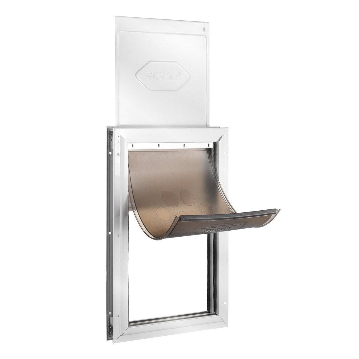 Pet Door, 33.7 x 50.9 cm Aluminum Frame with Lock and Flap System, Weatherproof Doggy Door, Easy to Install in Interior or Exterior Doors, Pet Door Suitable for Cat Doggie Kitties (White-L)