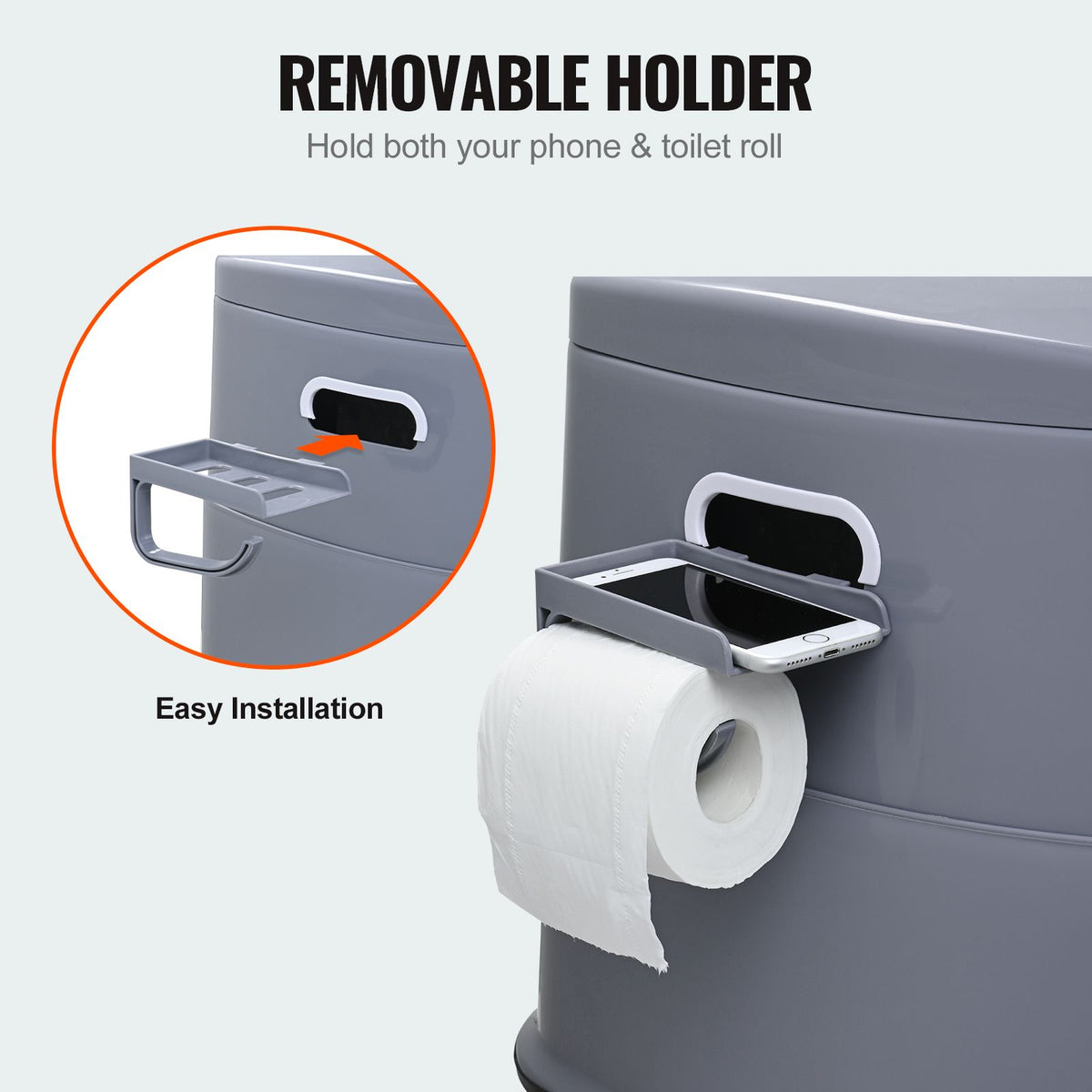 Portable Toilet for Camping, Porta Potty with 5L Detachable Inner Bucket & Removable Paper Holder, Commode with Dual Lids, Travel Toilet for Adults Kids Outdoor Camping Car Long Road Trips