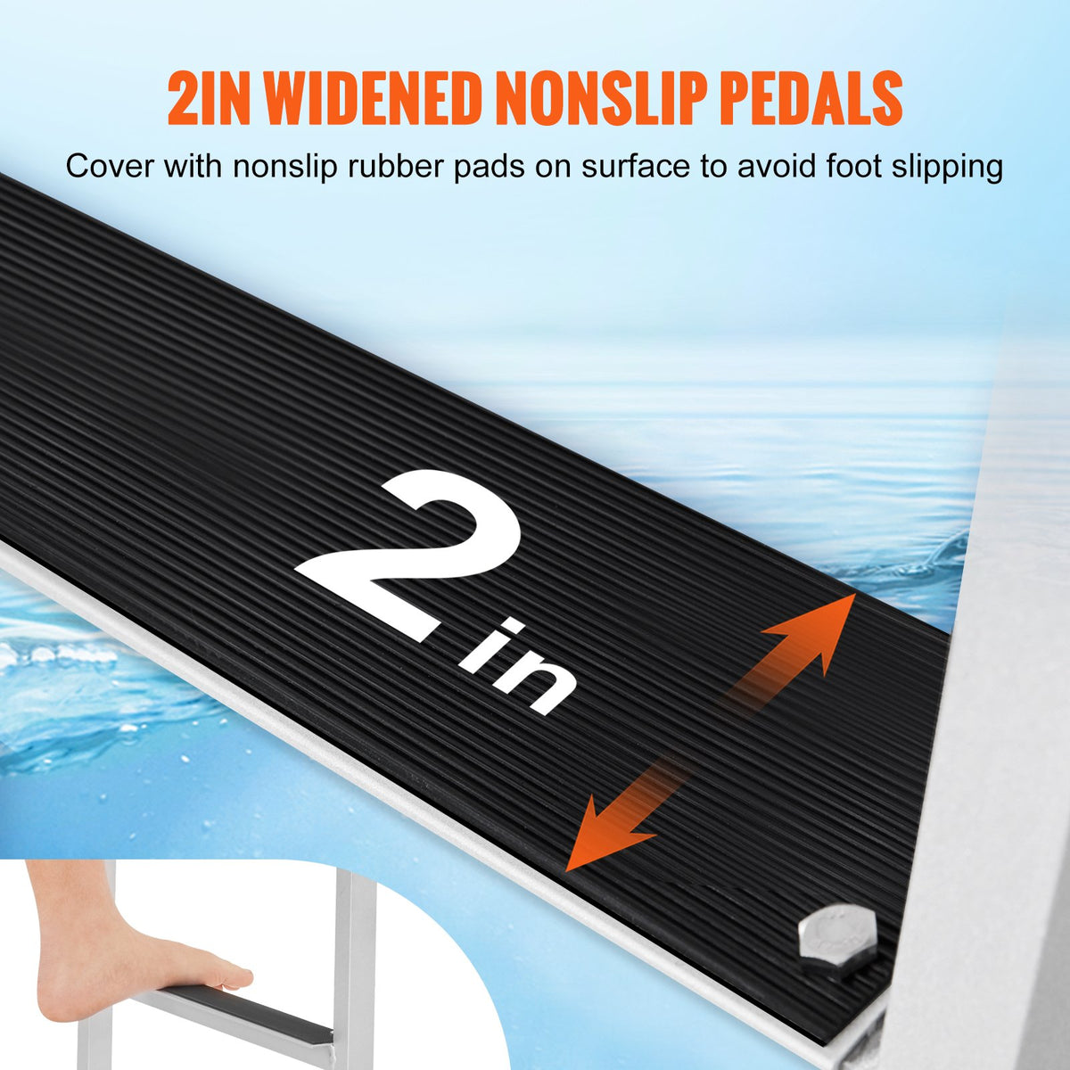 Dock Ladder, Flip-Up 3 Steps, 159 kg Load Capacity, Aluminum Alloy Pontoon Boat Ladder with 50.8 mm Wide Step & Nonslip Rubber Mat, Easy to Install for Ship/Lake/Pool/Marine Boarding