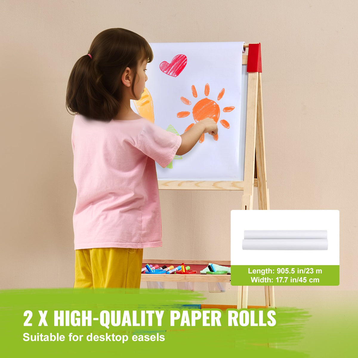 Easel Accessory Set Chalk & Markers & Paper Rolls 32PCS for Standing Easel