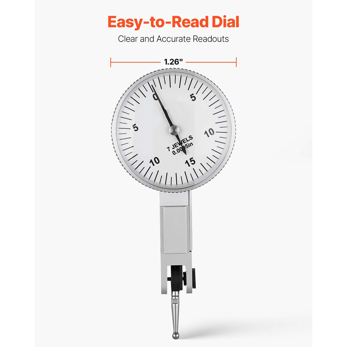 Dial Test Indicator with Universal Magnetic Base and Storage Case, 0.01 mm Accuracy, 0-0.76 mm Range, Micro Ball Handle for Narrow Area Measurement, Industrial Machining & Inspection
