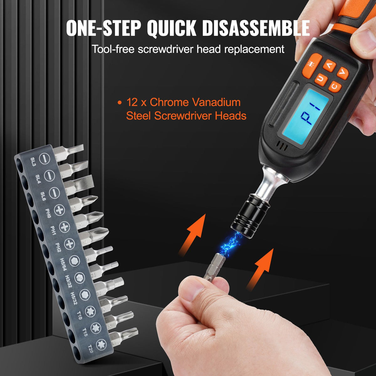 Digital Torque Screwdriver 1/4" Range 2.65-70.67in/lb w/ 0.01N.m Increment