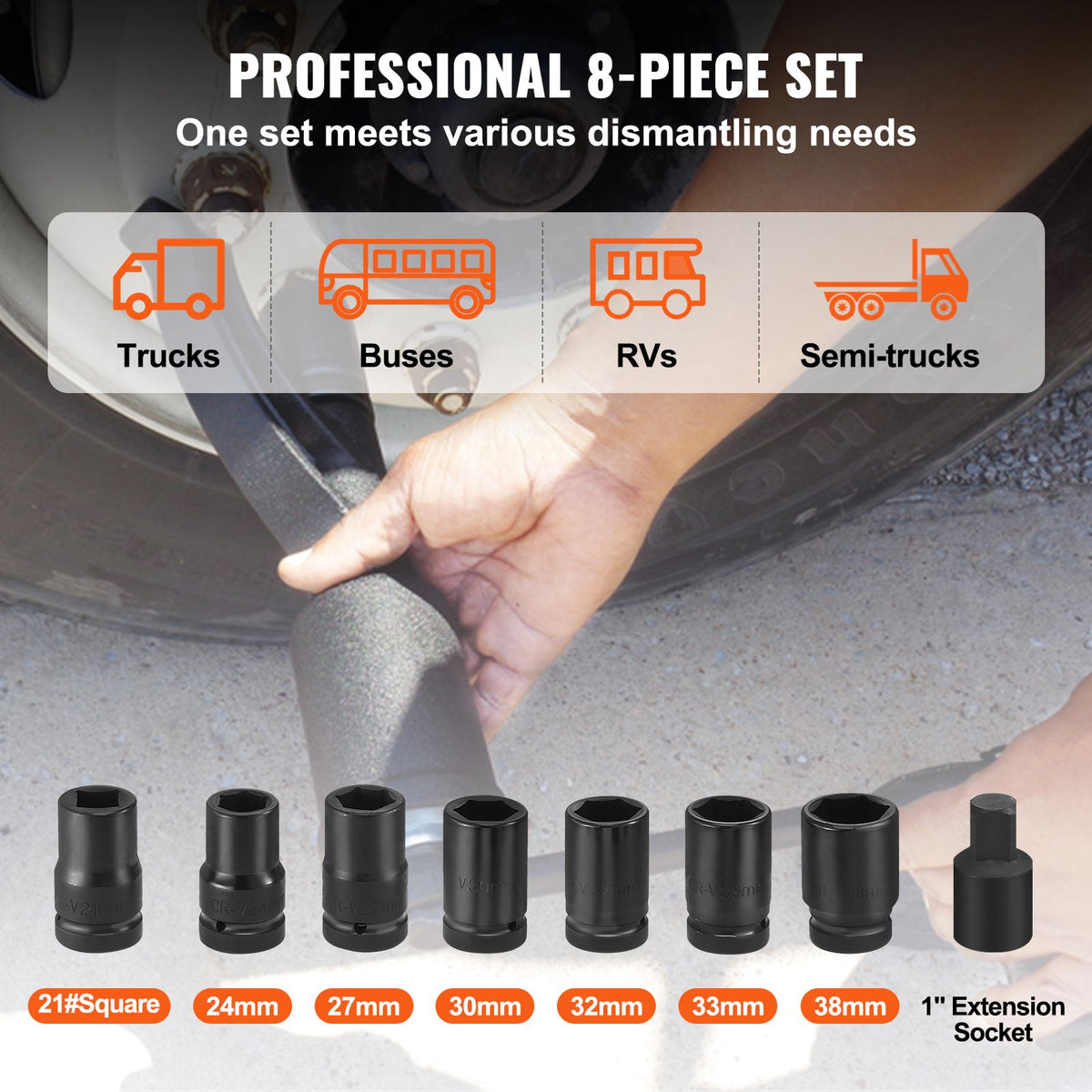 Torque Multiplier, Heavy Duty Torque Multiplier Wrench Set, 1 Inch Drive Lug Nut Wrench Torque Multiplier, 1:58 4800N.m Lug Nut Remover, with 8 Sockets and Storage Case for Truck Trailer RV