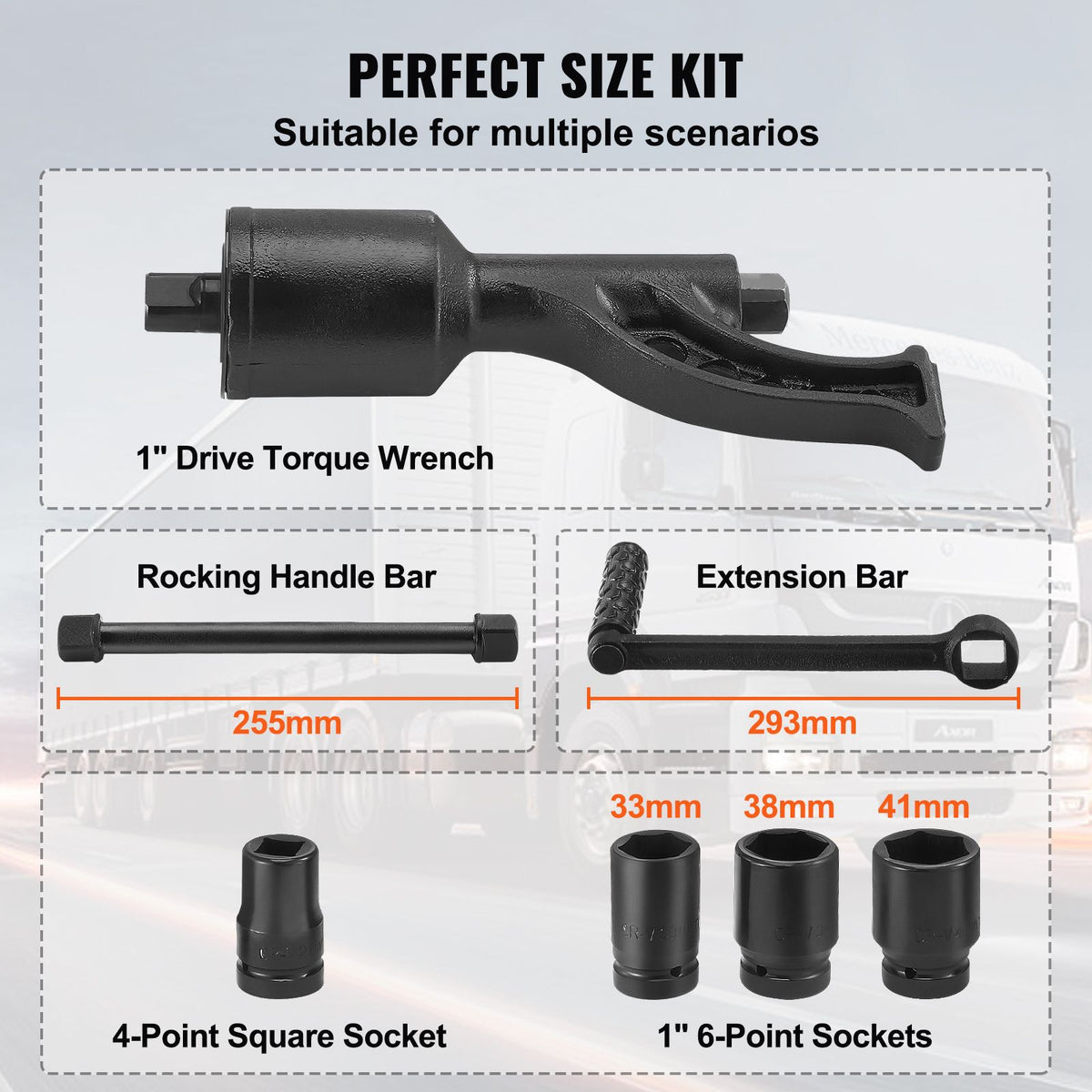 Torque Multiplier, Heavy Duty Torque Multiplier Wrench Set, 1 Inch Drive Lug Nut Wrench Torque Multiplier, 1:64 6800N.m Lug Nut Remover, with 4 Sockets and Storage Case for Truck Trailer RV