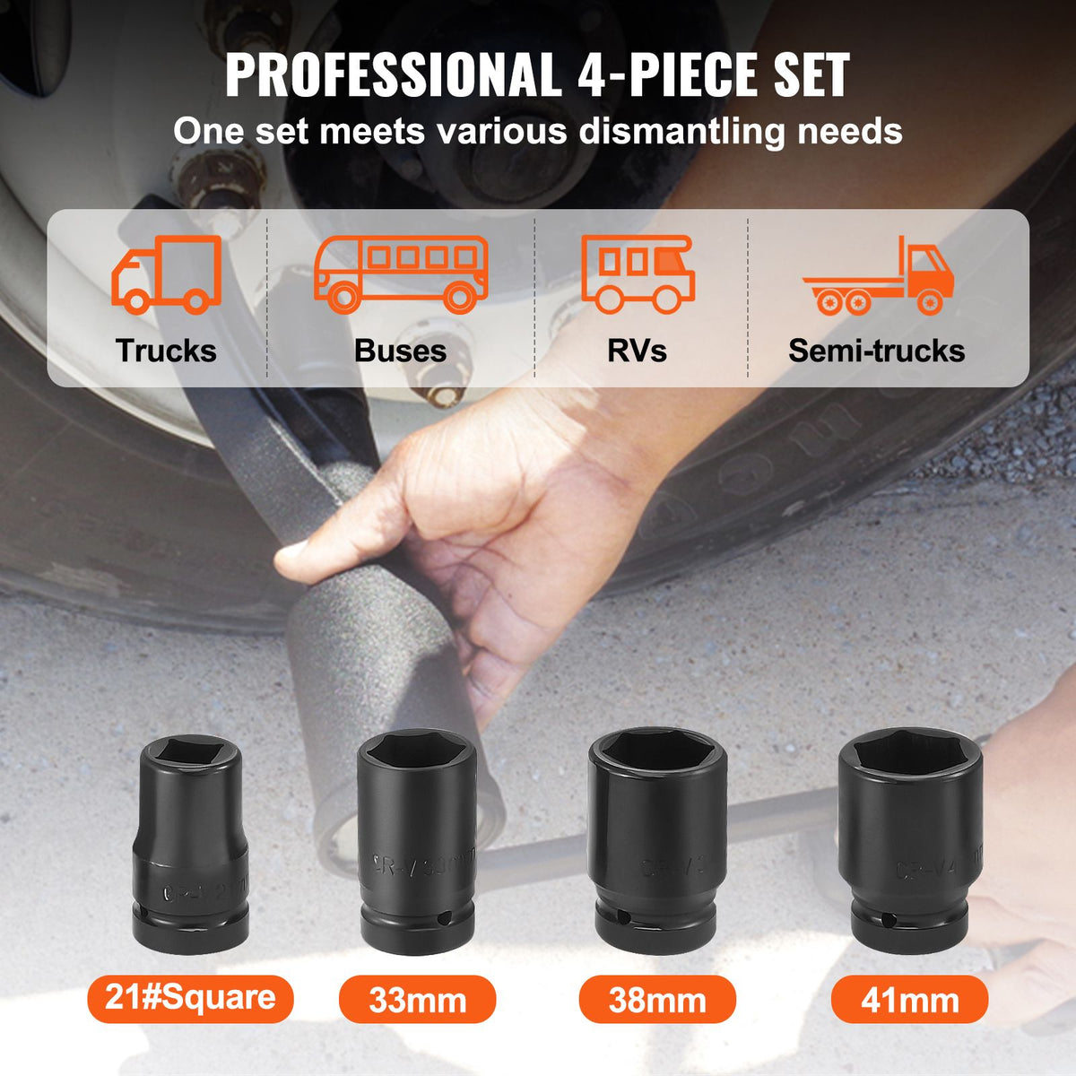 Torque Multiplier, Heavy Duty Torque Multiplier Wrench Set, 1 Inch Drive Lug Nut Wrench Torque Multiplier, 1:64 6800N.m Lug Nut Remover, with 4 Sockets and Storage Case for Truck Trailer RV