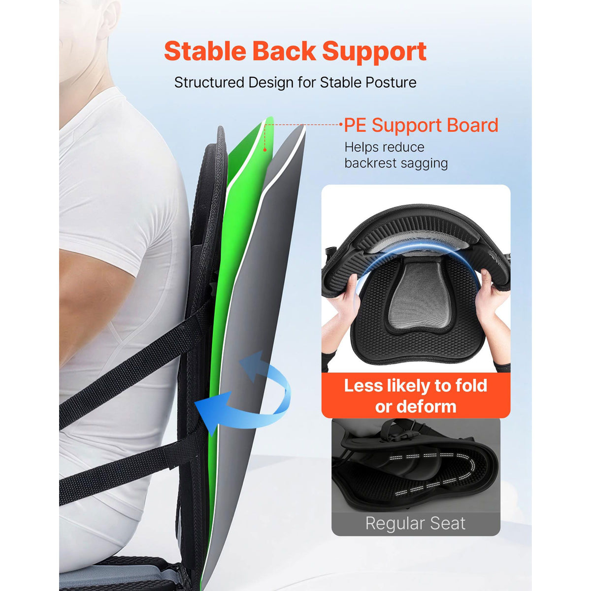 Kayak Seat, 1 Pack 12 mm Thick, Universal Paddle Board Seat with Back Support, Sit-on-Top Soft Padded Cushion with Storage Bag & Adjustable Straps for SUP, Canoe, Fishing Boat, Inflatable Kayak