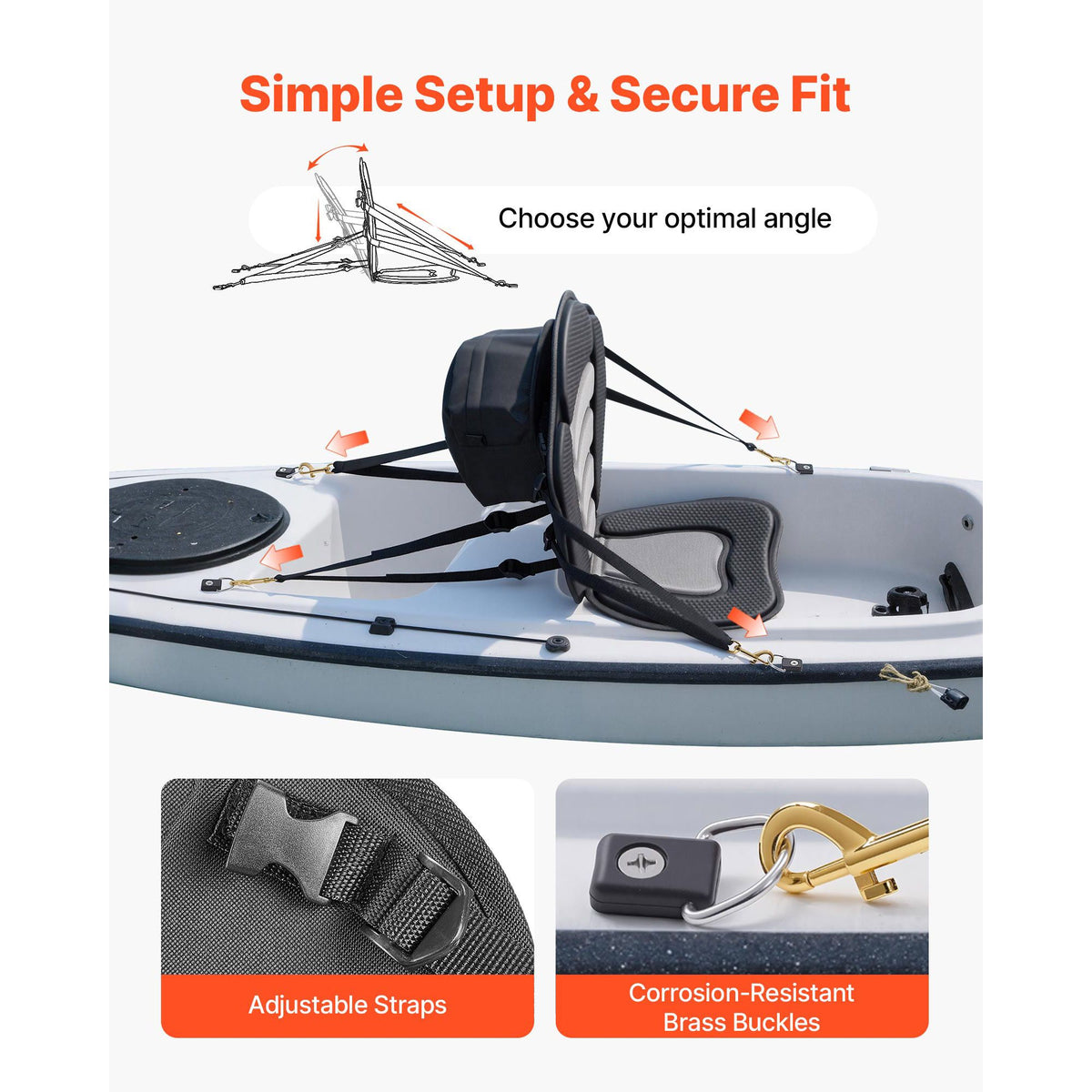 Kayak Seat, 1 Pack 12 mm Thick, Universal Paddle Board Seat with Back Support, Sit-on-Top Soft Padded Cushion with Storage Bag & Adjustable Straps for SUP, Canoe, Fishing Boat, Inflatable Kayak