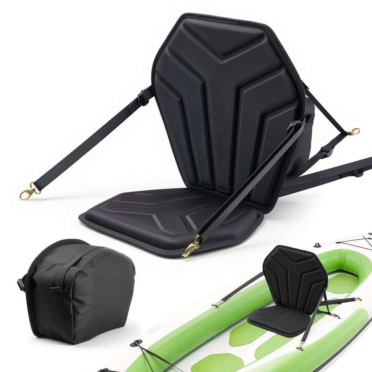 Kayak Seat, 1 Pack 31 mm Thick, Universal Paddle Board Seat with Back Support, Hexagonal Sit-on-Top Soft Padded Cushion with Storage Bag & Adjustable Straps for SUP, Fishing/Inflatable Kayak