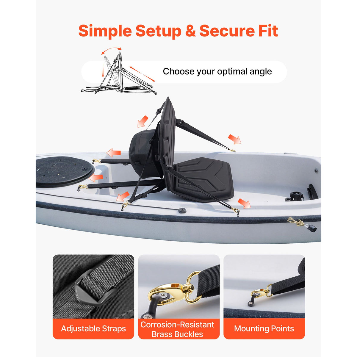 Kayak Seat, 1 Pack 31 mm Thick, Universal Paddle Board Seat with Back Support, Hexagonal Sit-on-Top Soft Padded Cushion with Storage Bag & Adjustable Straps for SUP, Fishing/Inflatable Kayak