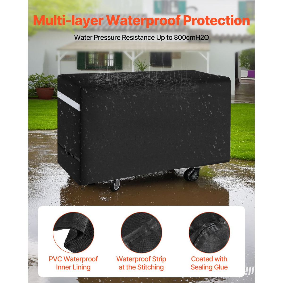 66 inch Grill Cover Heavy Duty BBQ Gas Grill Cover Outdoor Waterproof