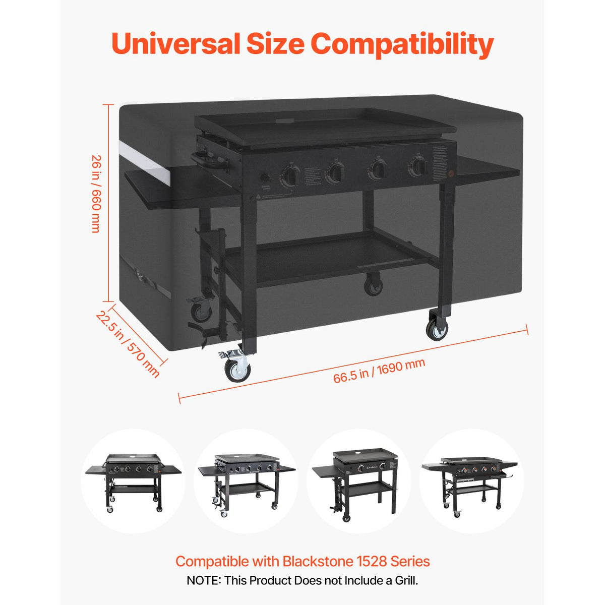 66 inch Grill Cover Heavy Duty BBQ Gas Grill Cover Outdoor Waterproof