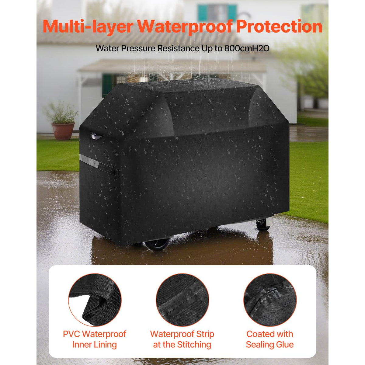 65 inch Grill Cover Heavy Duty BBQ Gas Grill Cover Outdoor Waterproof