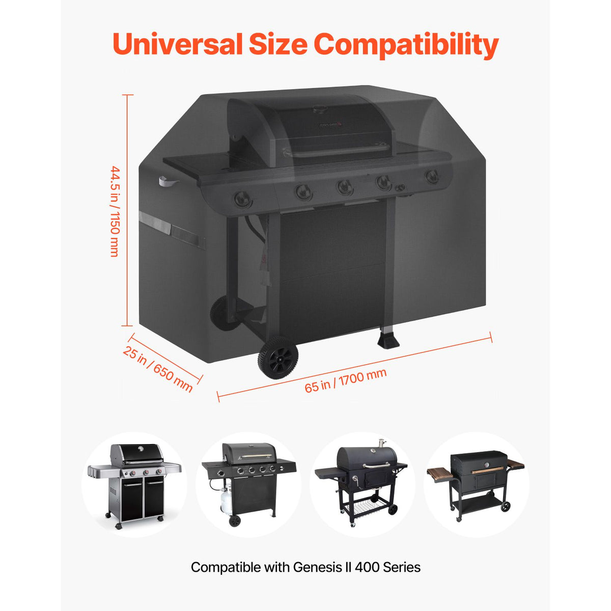 65 inch Grill Cover Heavy Duty BBQ Gas Grill Cover Outdoor Waterproof