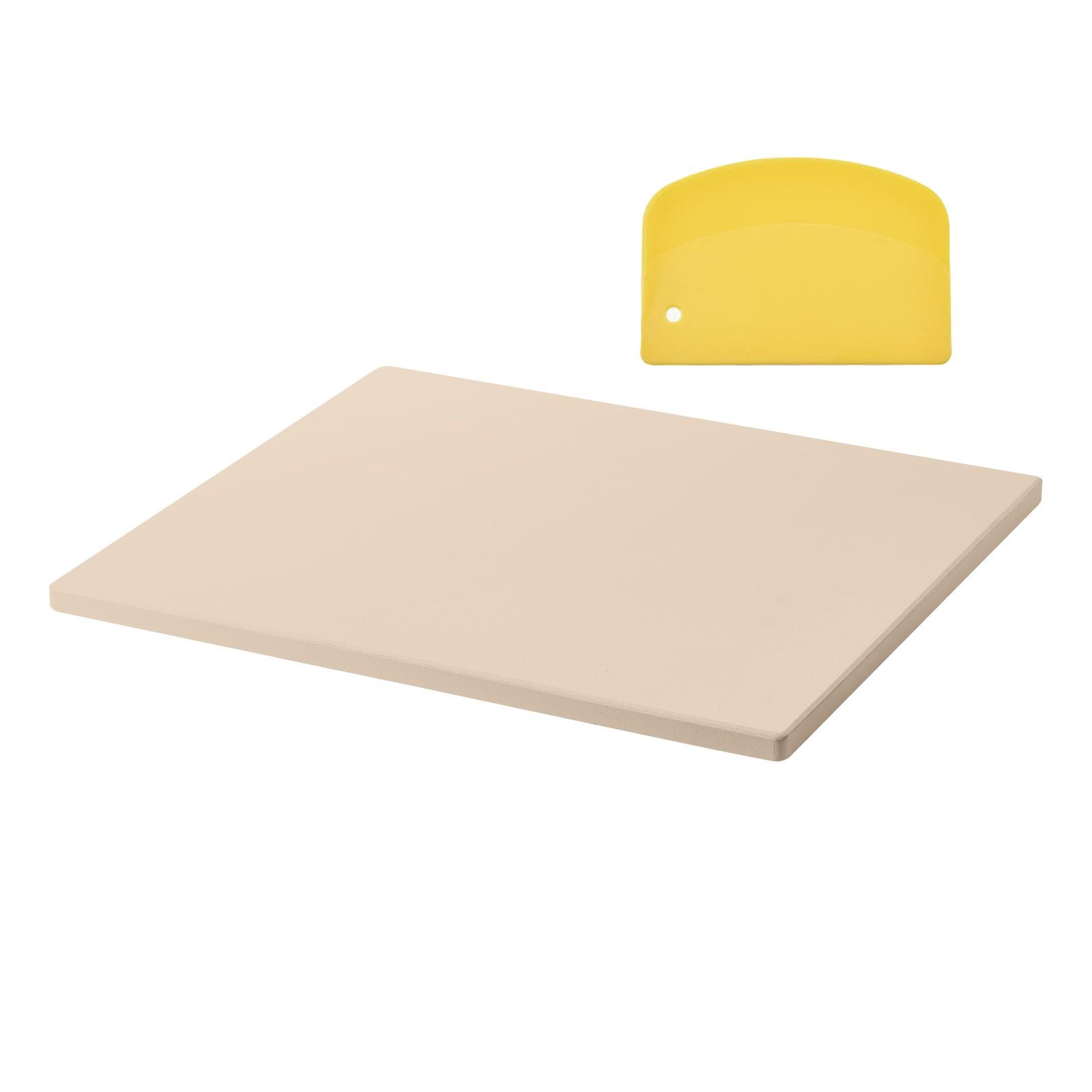 Pizza Stone, 406 x 355 mm Rectangular Cordierite Pizza Stone, Extra Large Baking-Stone with Scraper, 15 mm Thick Heat-Resistant Cordierite, for Kitchen Oven, Baking Bread & Pizzas, BBQ Grilling
