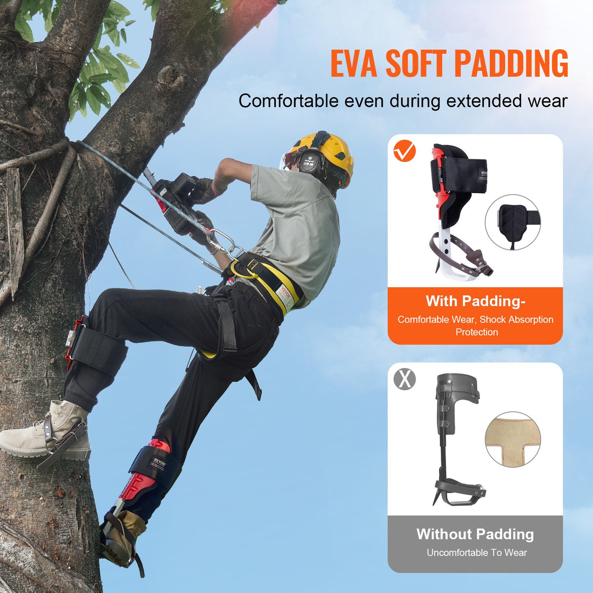 Tree Climbing Spikes, 1 Pair Aluminum Climbing Spurs, 350lbs Load Capacity Tree Climbing Gear with Straps and Spike Protectors, Arborist Equipment for Climbers, Hunting, Fruit Picking, Red