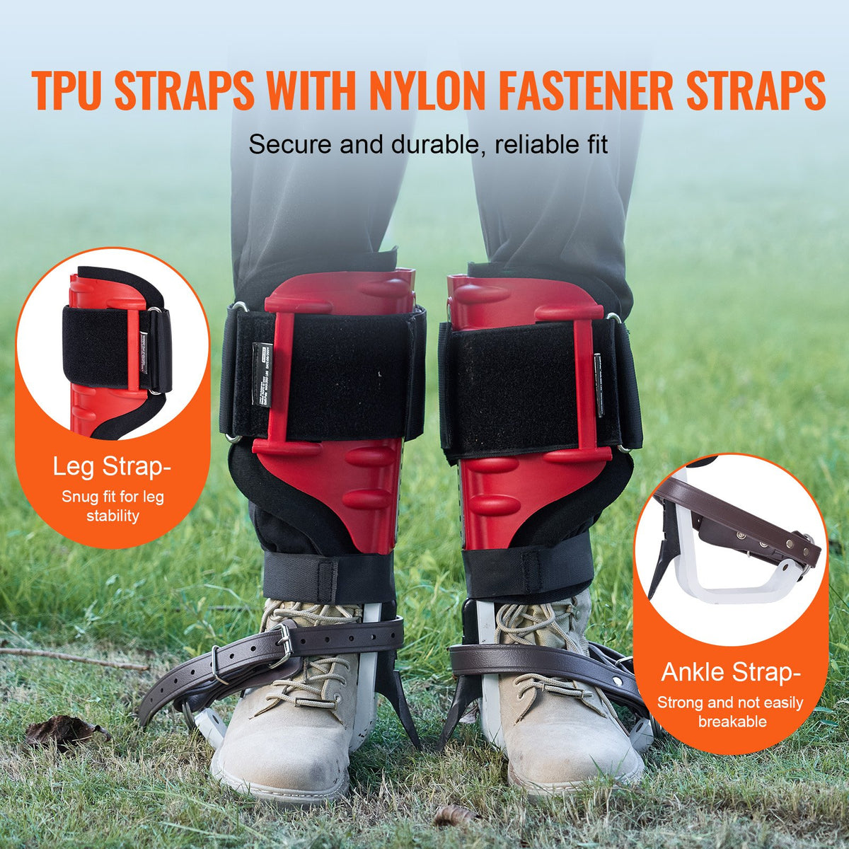 Tree Climbing Spikes, 1 Pair Aluminum Climbing Spurs, 350lbs Load Capacity Tree Climbing Gear with Straps and Spike Protectors, Arborist Equipment for Climbers, Hunting, Fruit Picking, Red