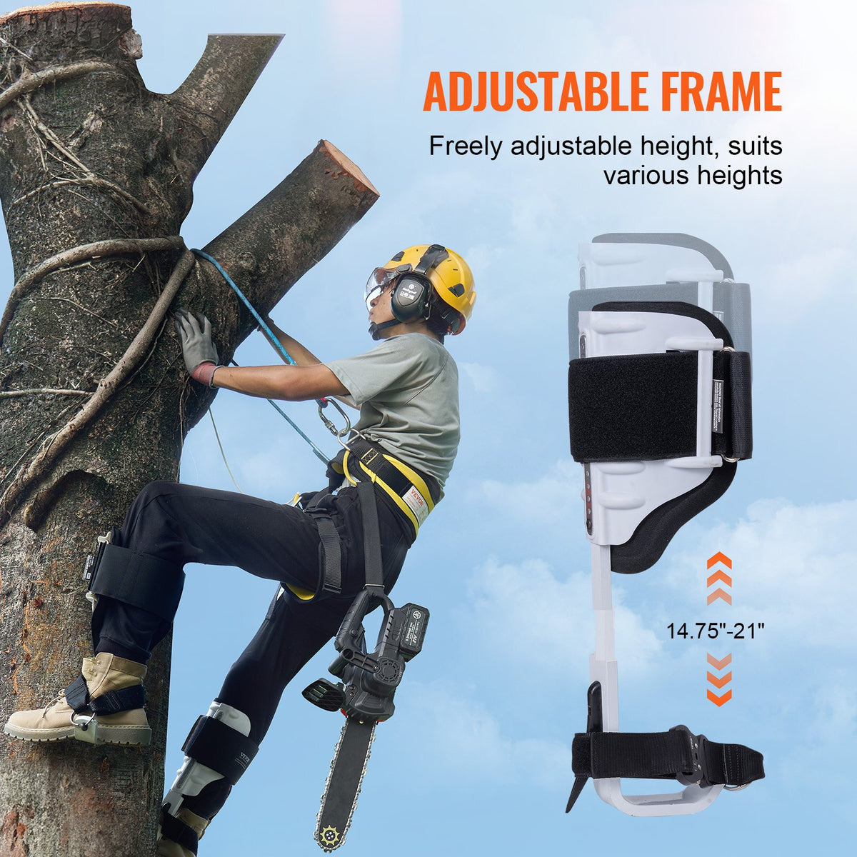 Tree Climbing Spikes, 1 Pair Aluminum Climbing Spurs, 350lbs Load Capacity Tree Climbing Gear with Straps and Spike Protectors, Arborist Equipment for Climbers, Hunting, Fruit Picking, White