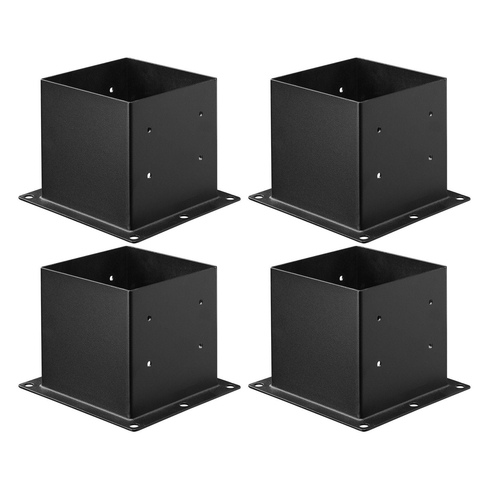 4x4 Post Base 4 Pcs, Inner Size 3.6x3.6 inch / 92x92 mm Post Brackets, Heavy Duty Carbon Steel Decking Posts, Wood Posts Brackets for Pavilion Deck Railing Support Deck Base Plate, Black