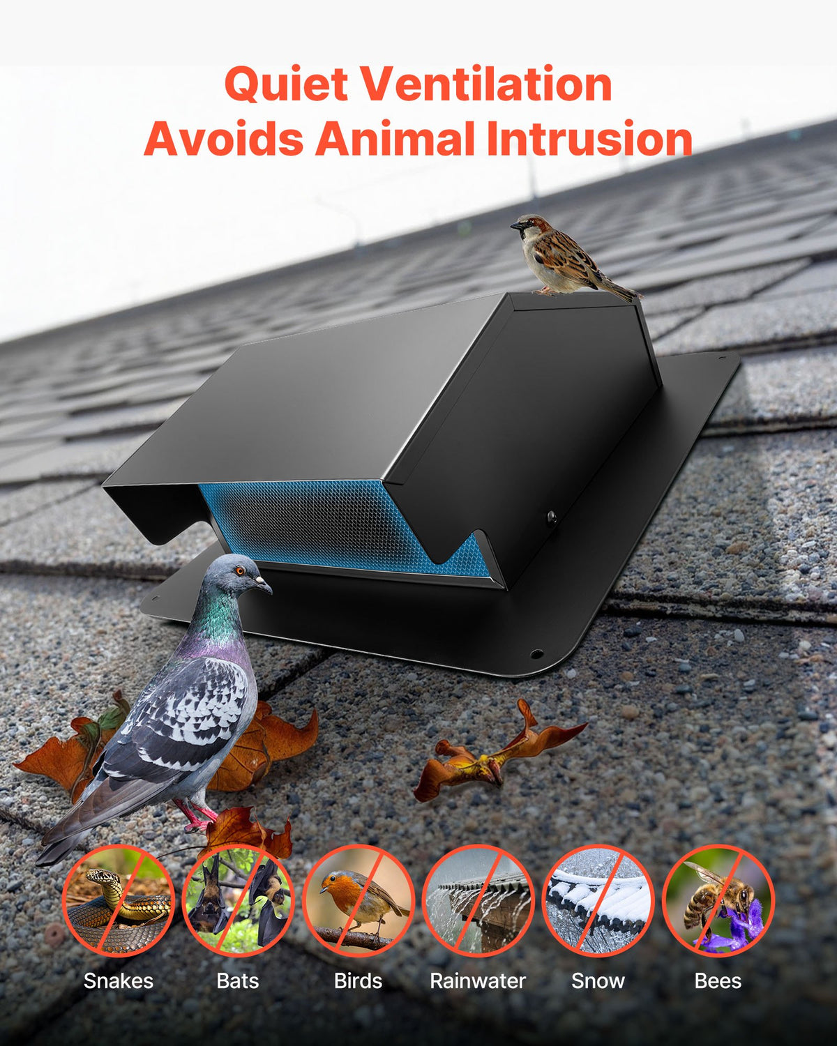 149 mm Hooded Wall Vent Cover SPCC Steel Roof Exhaust 1 Pack Black