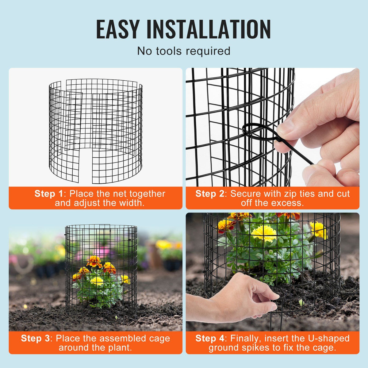 6 Pack Plant Protector from Animals, 320mm Dia. x 355mm H Chicken Wire Plant Protector, Plant Cages for Outdoor Plants, Flowers & Vegetables, Keeps Bunny Chicken Squirrels Out, 18pcs Metal Mesh