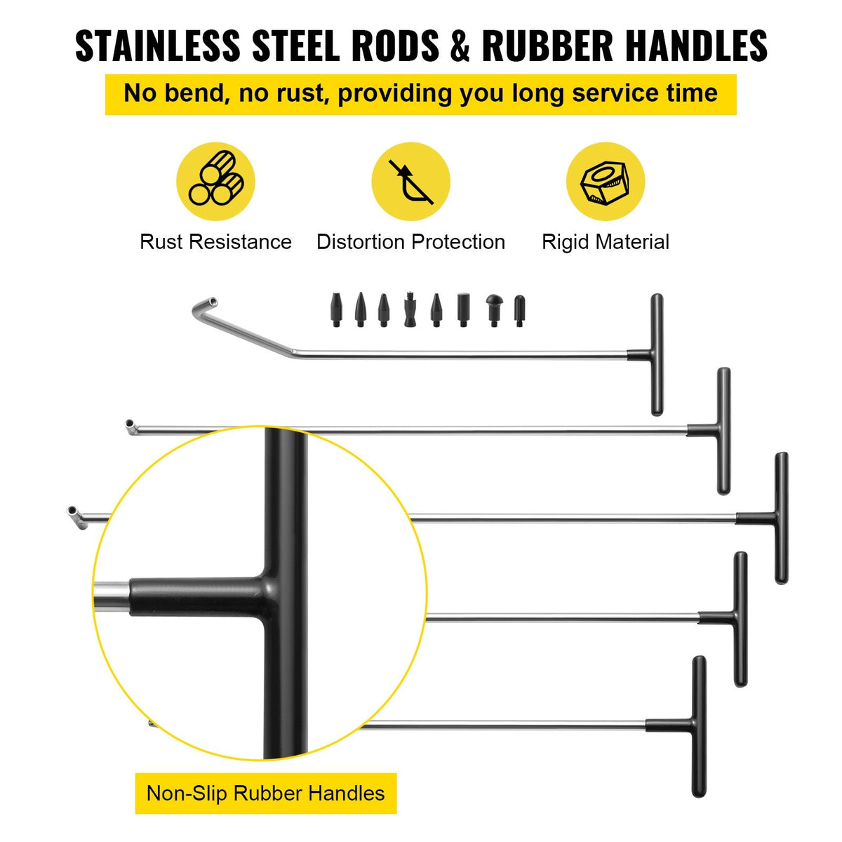 Rods Dent Puller Stainless Steel Paintless Repair Kits Hail Removal 13 PCS