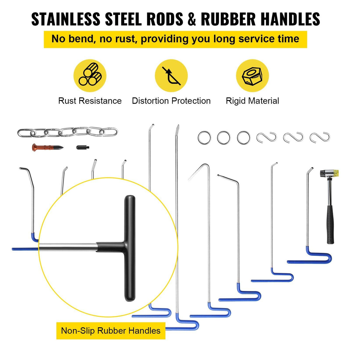 Rods Dent Puller Stainless Steel Paintless Repair Kits Hail Removal 20PCS