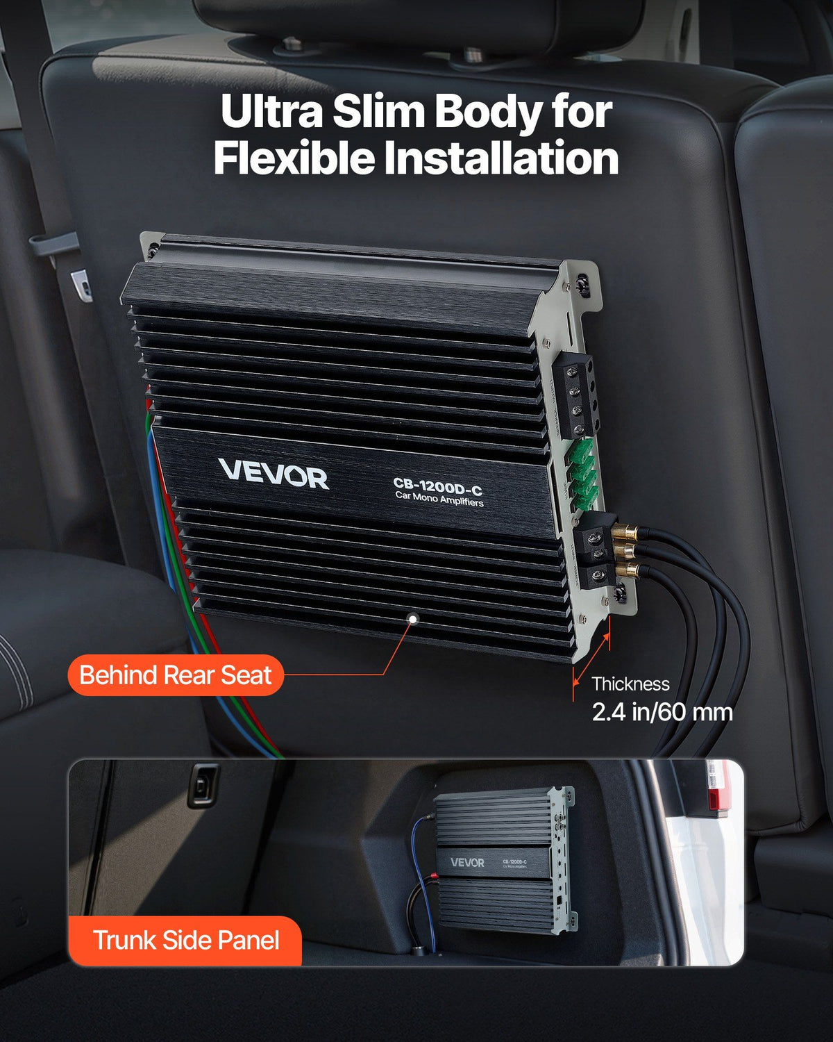 Monoblock Car Amplifier, 1200W RMS MAX, 1/2/4 Ohm Stable, 1-Channel Class D Car Audio Amplifier with Remote Subwoofer Level Control, Low Pass Filter, Bass Boost & Phase Shift, Volume Controller