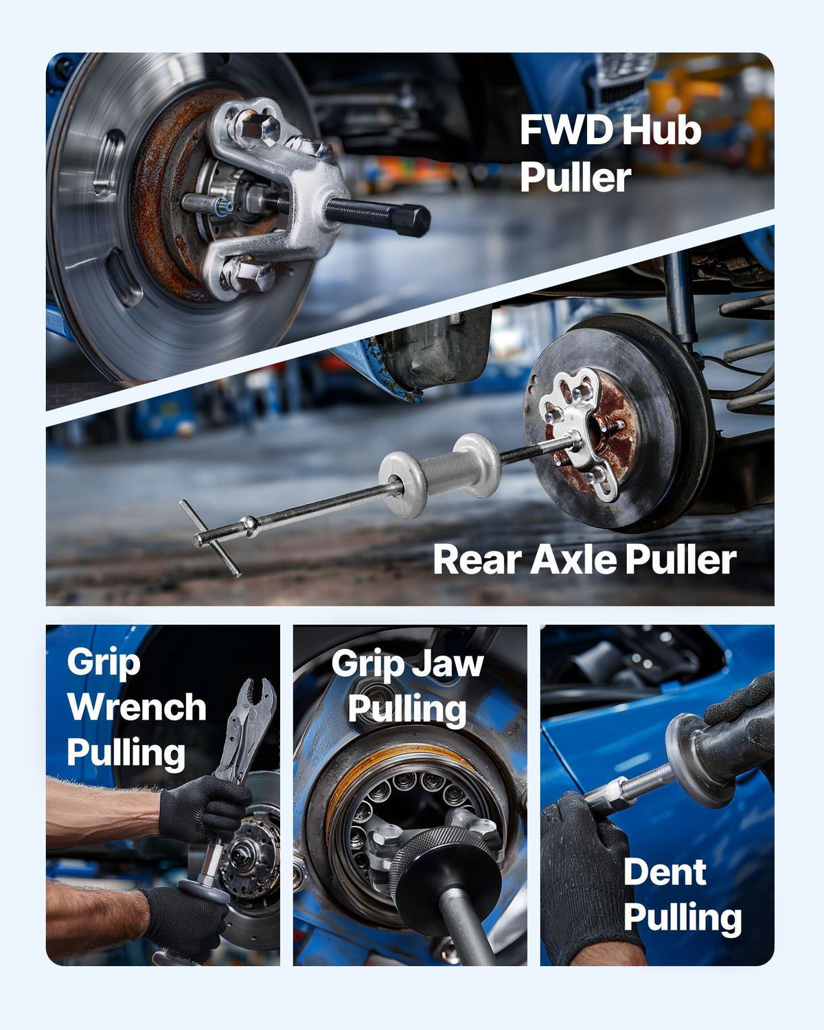9-Way Slide Hammer Puller Set, 15PCS Front Wheel Hub Bearing Remover & Rear Wheel Axle Hub Dent Shaft Puller Tool Kit, Axle Bearing Puller Tool Kit and Slide Hammer Remover Set with Carry Box