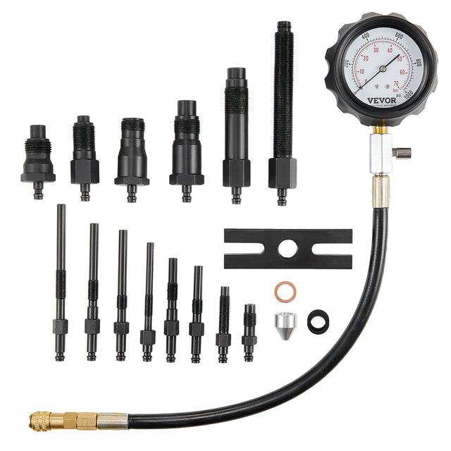 18pc Diesel Compression Tester 0-1000 PSI Gauge Adapters