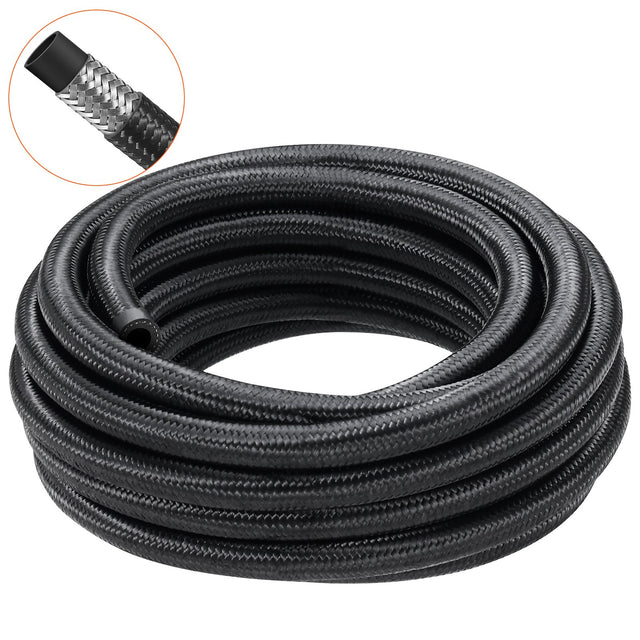 8AN 6.1m Nylon Stainless Braided Fuel Line Kit 12 Fittings