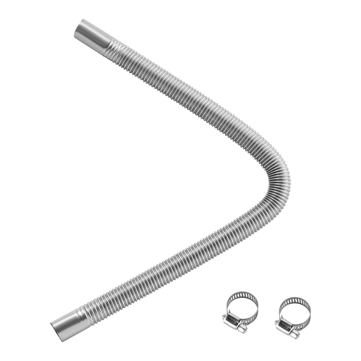 Exhaust Hose, 600mm Diesel Heater Flexible Exhaust Pipe, Stainless Steel Exhausts Hoses with 2 Hose Clamps, Air Diesel Parking Heater Exhausts Hoses Line for 2KW 5KW 8KW Diesels Heaters
