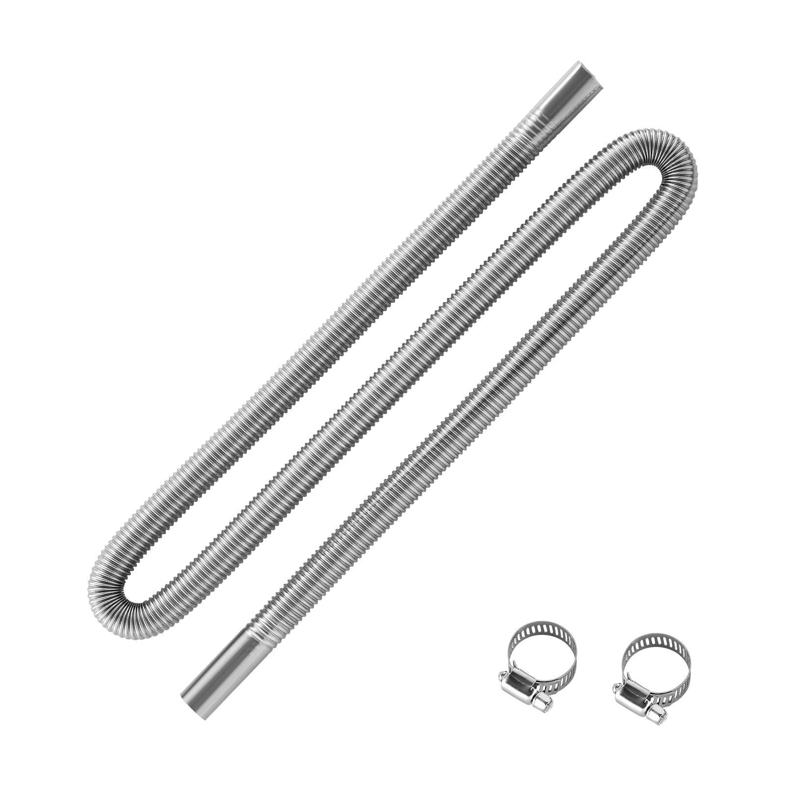 Exhaust Hose, 1490mm Stainless Steel Exhausts Hose, Diesel Heater Flexible Exhaust Pipe with 2 Hose Clamps, Exhausts Hoses Kit Diesel Heater Accessories for 2KW 5KW 8KW Diesels Heaters