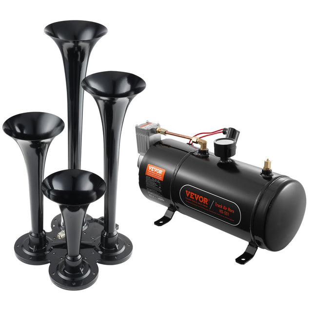 4-Trumpet 150dB Train Horn Kit 12V Compressor 3L Tank