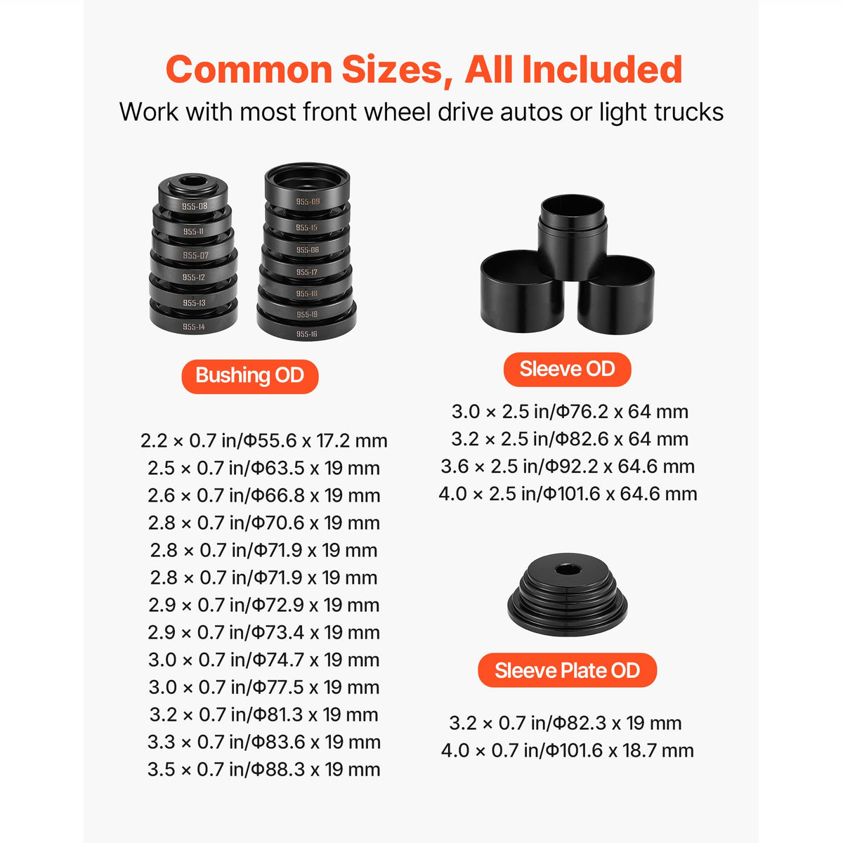 Wheel Bearing Press Kit, 23 PCS FWD Bearing Puller - V952-QLQDZCLBQ23POOGIK001V0
