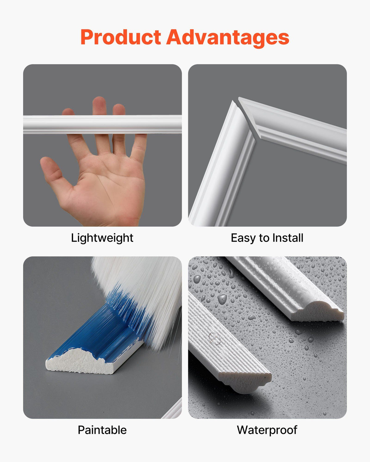 Wall Molding 12 Pack, 51 x 51 cm Wainscoting Panels Kit, Lightweight Paintable Polystyrene, Easy to Install, Waterproof Accent Wall Trim for Interior Décor Living Room, Bedroom, Home, White