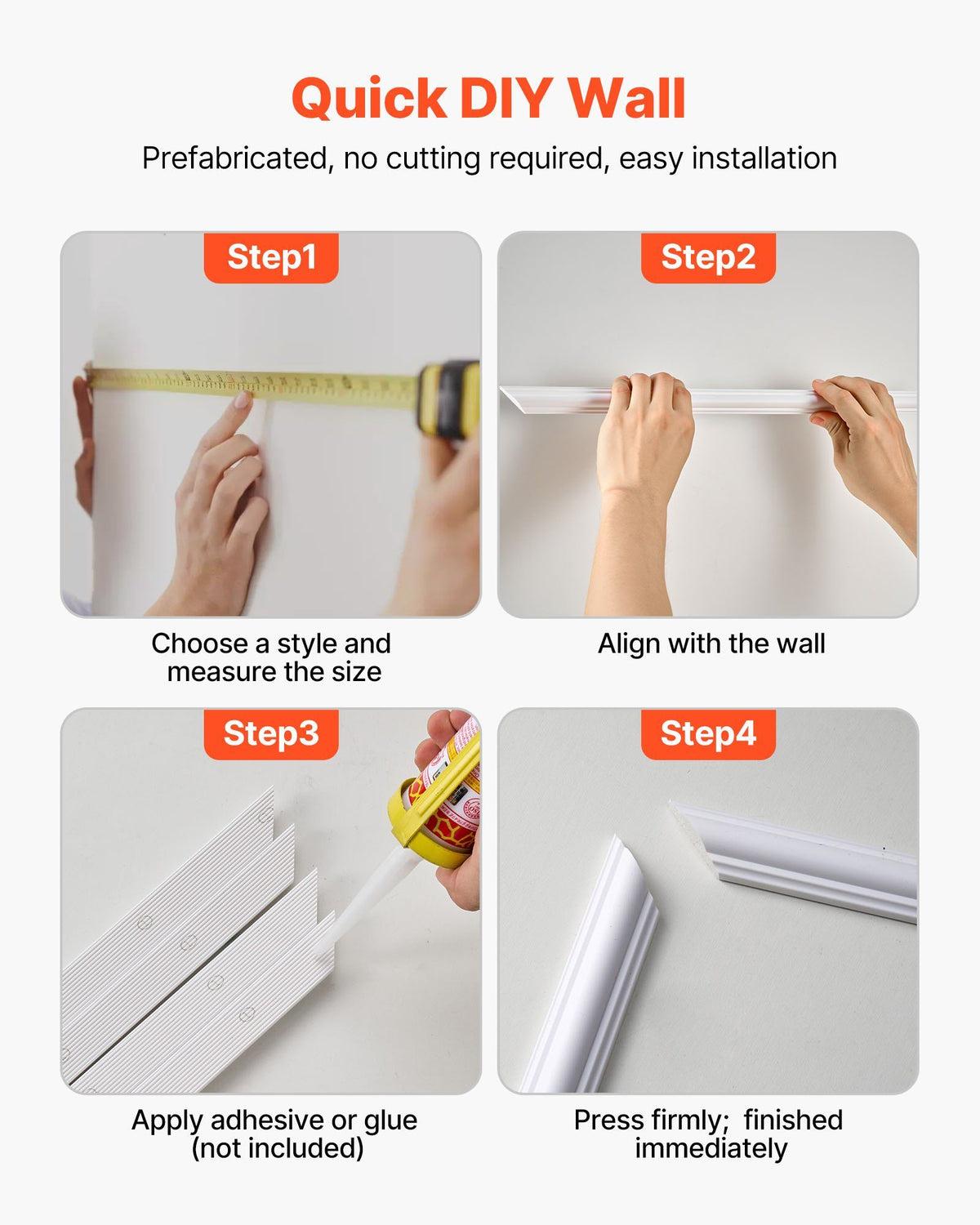 Wall Molding 12 Pack, 51 x 51 cm Wainscoting Panels Kit, Lightweight Paintable Polystyrene, Easy to Install, Waterproof Accent Wall Trim for Interior Décor Living Room, Bedroom, Home, White