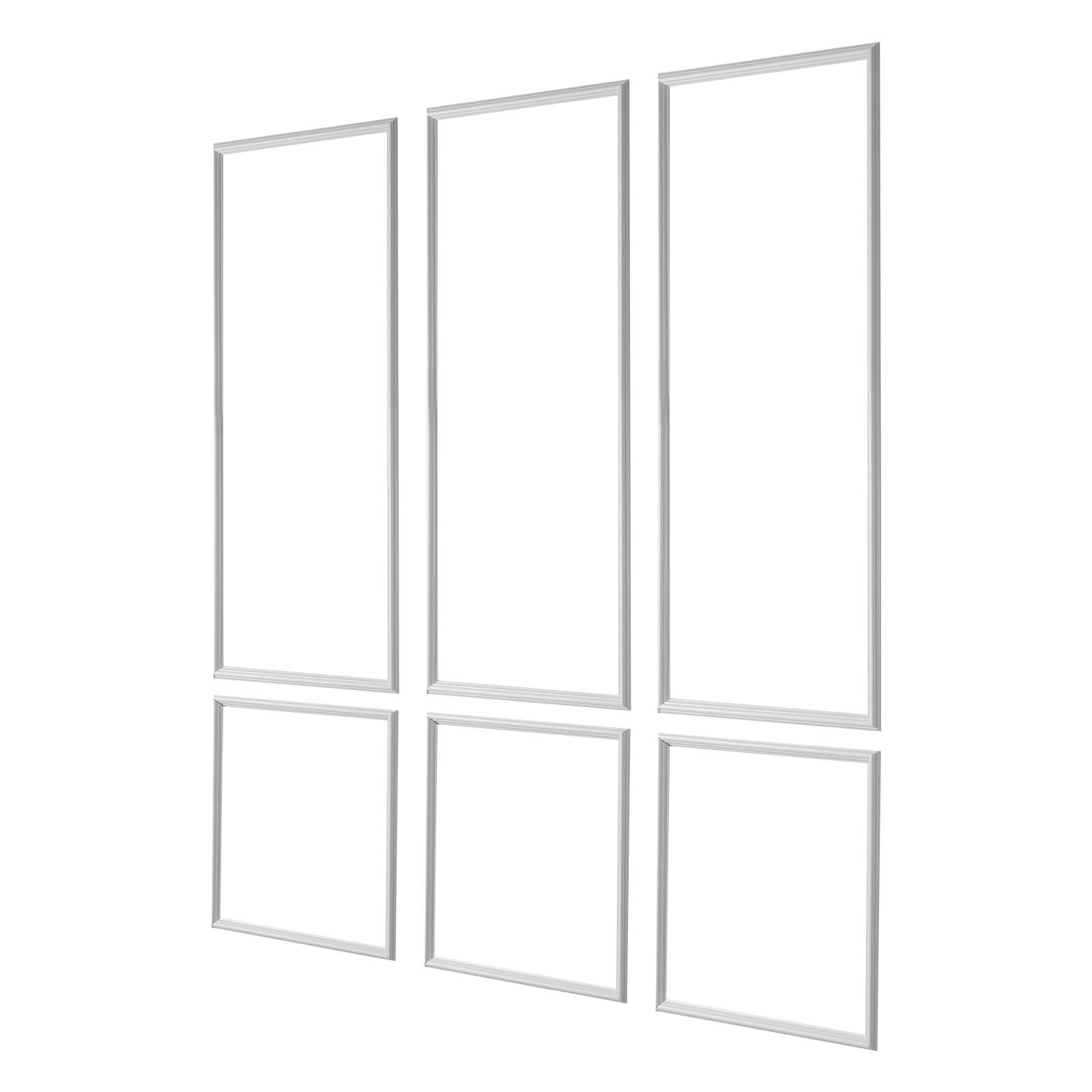 Wall Molding 3 Pack, Wainscoting Panels Kit, Lightweight Paintable Polystyrene, Easy to Install, Waterproof Accent Wide Profile Trim for Interior Living Room, Bedroom,White (61x137 + 61x61 cm)
