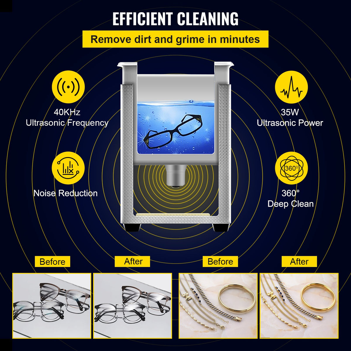 0.8L Professional Ultrasonic Cleaner 304 Stainless Steel Digital Lab Ultrasonic Cleaner with Timer for Jewelry Watch Glasses Circuit Board Dentures Small Parts Dental Instrument (0.8L)