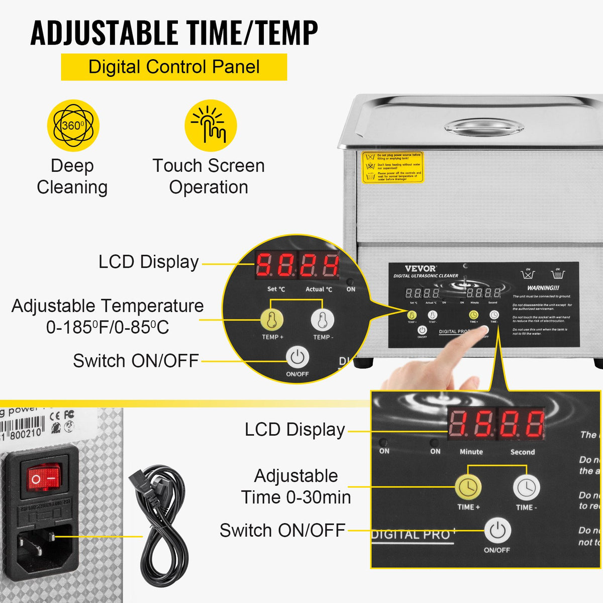 Digital Ultrasonic Cleaner 3L Ultrasonic Cleaning Machine 220V 50kHz Sonic Cleaner Machine 304 Stainless Steel Ultrasonic Cleaner Machine with Heater and Timer for Cleaning Jewelry Glasses Watch